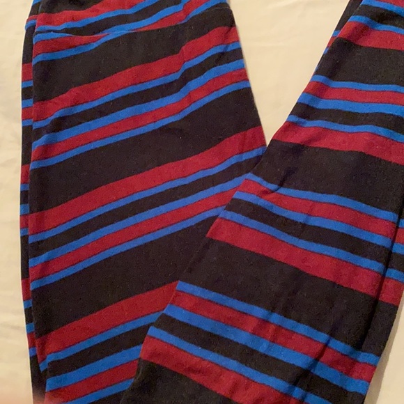Lularoe OS black, blue, and maroon leggings - Picture 2 of 2